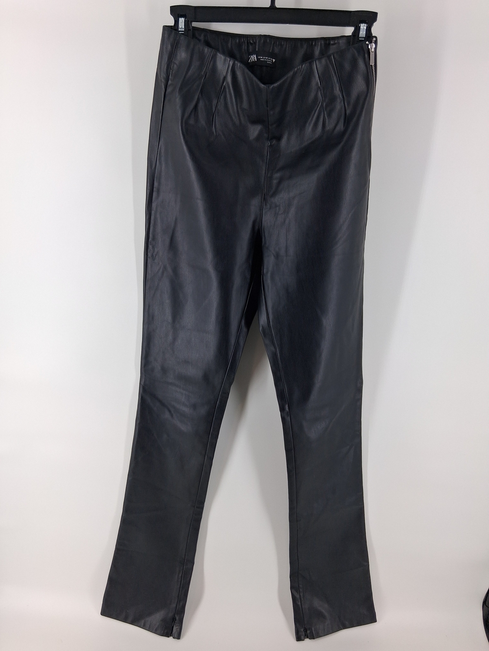 Zara Black Faux Leather Straight-Leg Pants